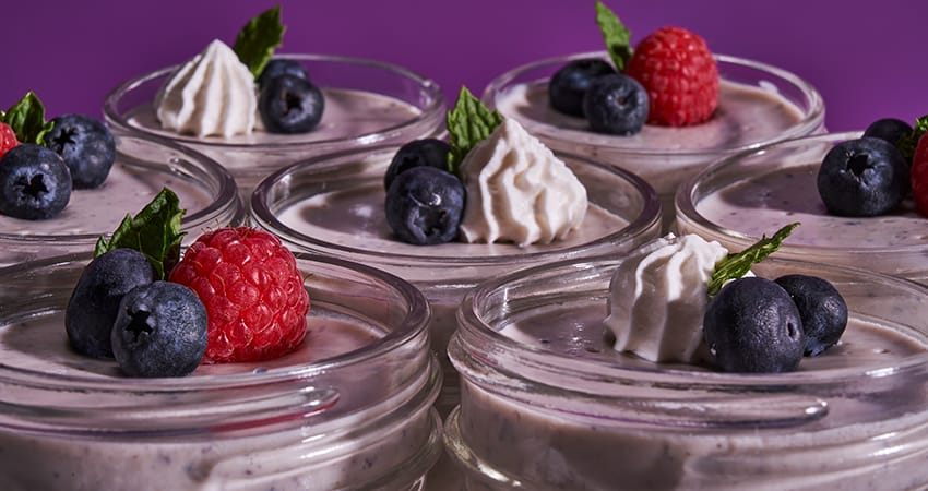 Blueberry Vanilla Goat Cheese Pudding with Fresh Berries