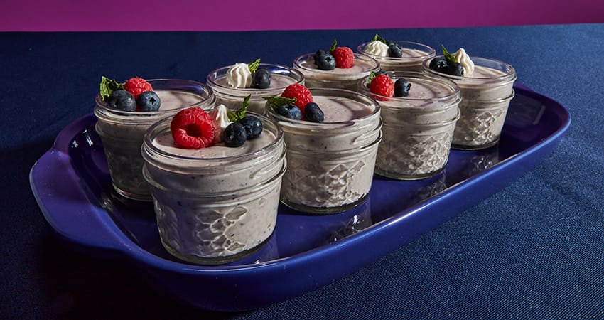 Blueberry Vanilla Goat Cheese Pudding with Fresh Berries