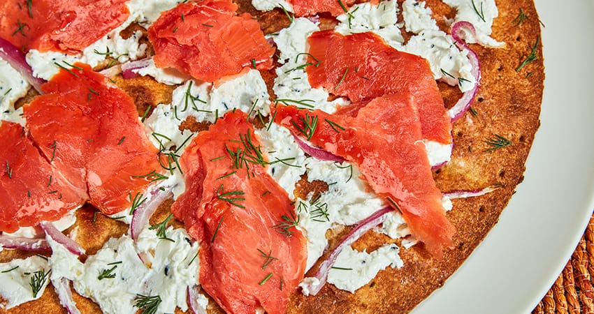 Everything Bagel Goat Cheese and Smoked Salmon Pizza